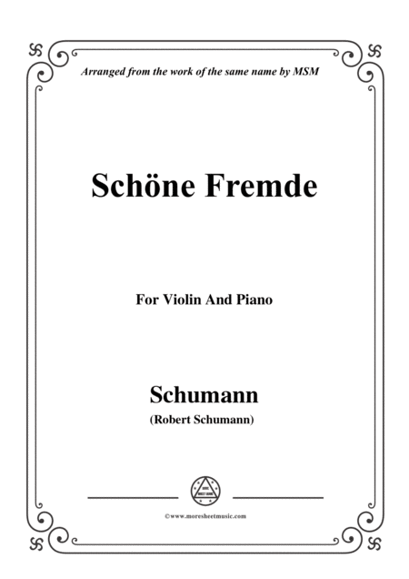 Schumann Schne Fremde For Violin And Piano Sheet Music