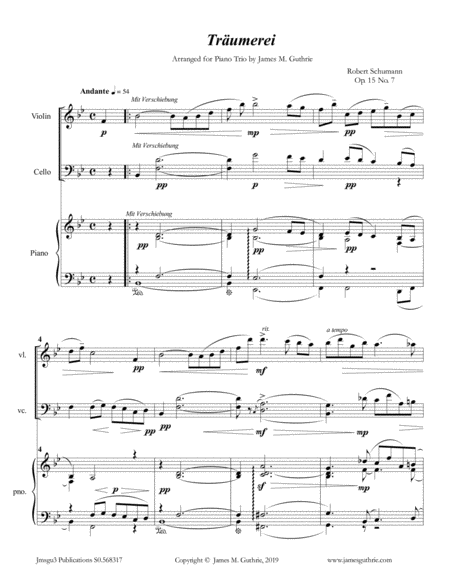 Free Sheet Music Schumann Trumerei Op 15 No 7 For Piano Trio