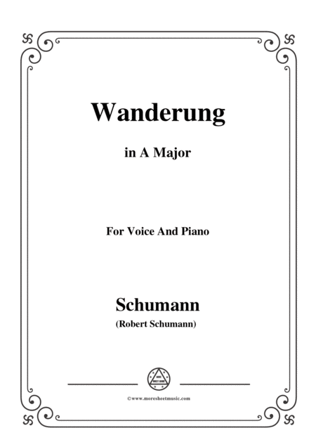 Free Sheet Music Schumann Wanderung In A Major For Voice And Piano