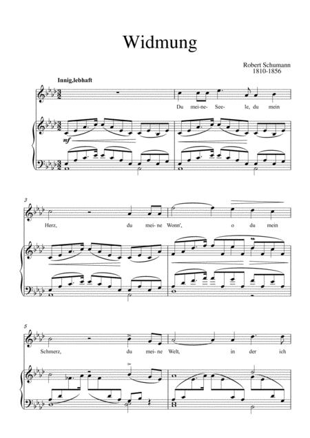 Schumann Widmung Dedication For Voice And Piano Sheet Music