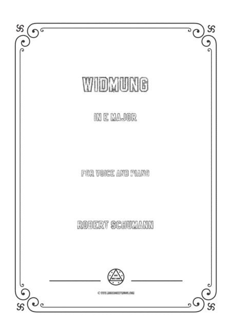 Free Sheet Music Schumann Widmung In E Major For Voice And Piano