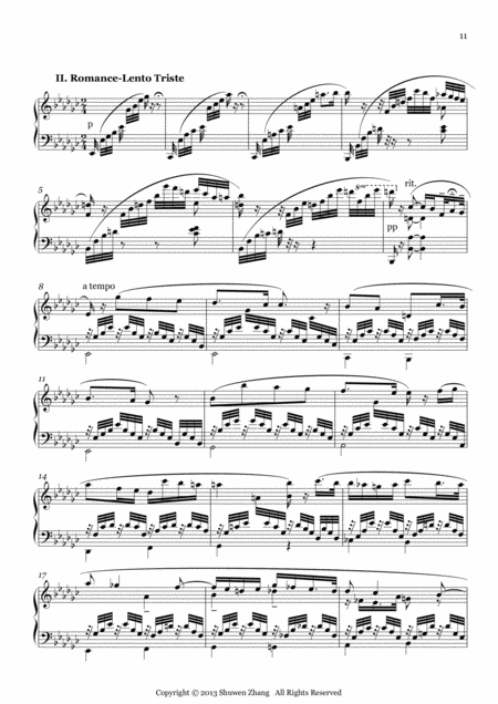 Schuwenn Z Piano Sonata No 4 In E Flat Major Ii Romance Lento Triste Sheet Music