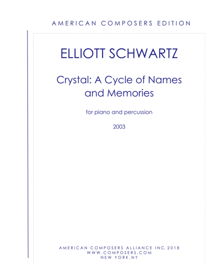 Schwartz Crystal A Cycle Of Names And Memories Sheet Music