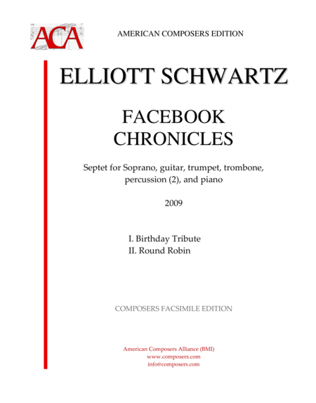 Schwartz Facebook Chronicles Sheet Music