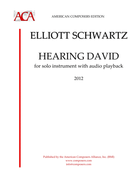Schwartz Hearing David Sheet Music