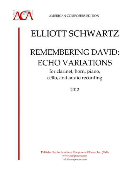 Schwartz Remembering David Echo Variations Sheet Music