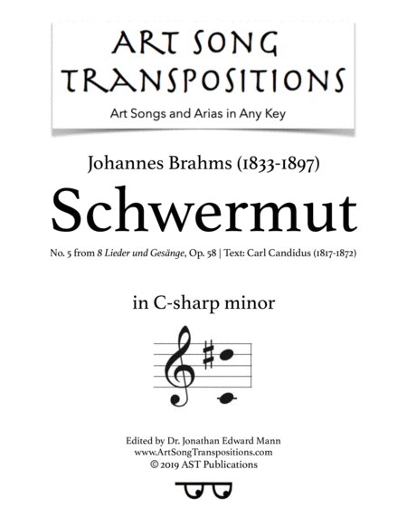 Schwermut Op 58 No 5 C Sharp Minor Sheet Music