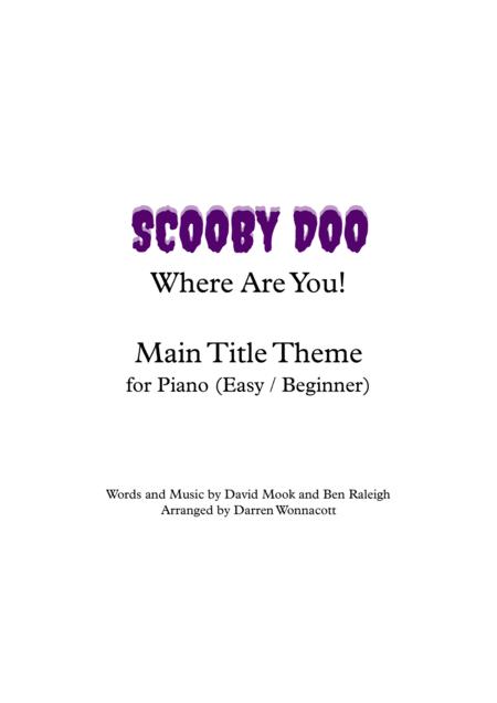 Free Sheet Music Scooby Doo Where Are You Theme For Piano Easy Beginner