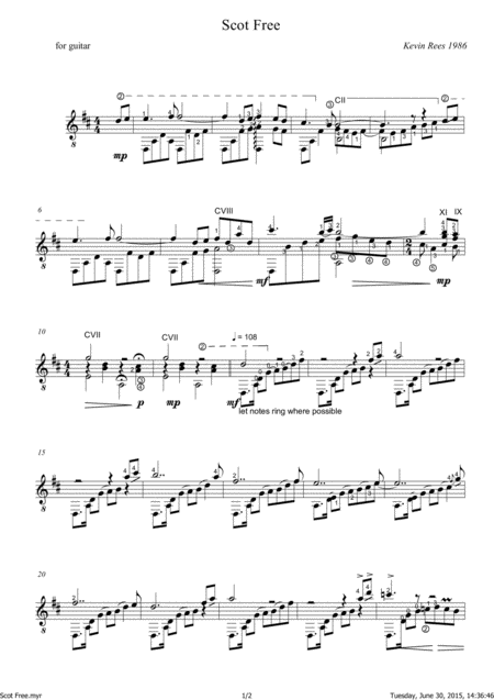 Free Sheet Music Scot Free