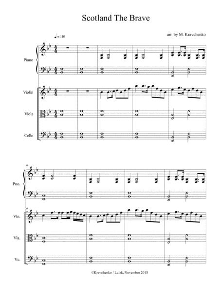 Free Sheet Music Scotland The Brave For Piano Quartet Score And Parts
