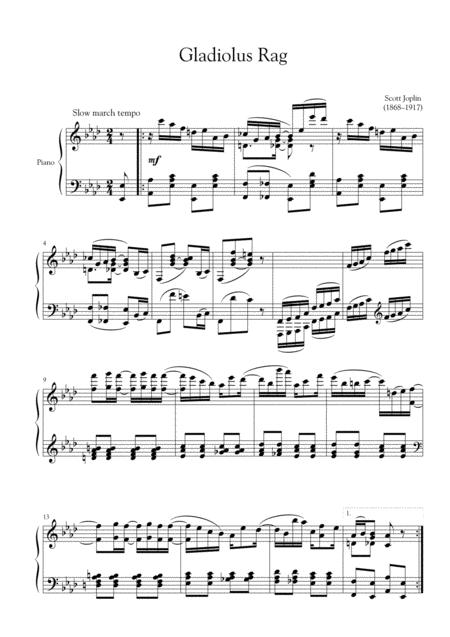Scott Joplin Gladiolus Rag Original Version Sheet Music