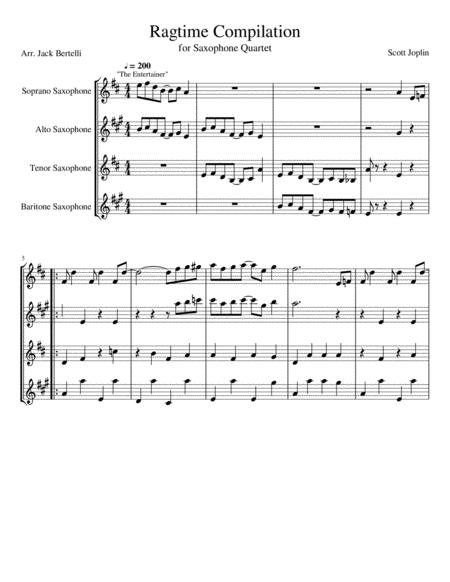 Scott Joplin Ragtime Compilation For Saxophone Quartet Sheet Music