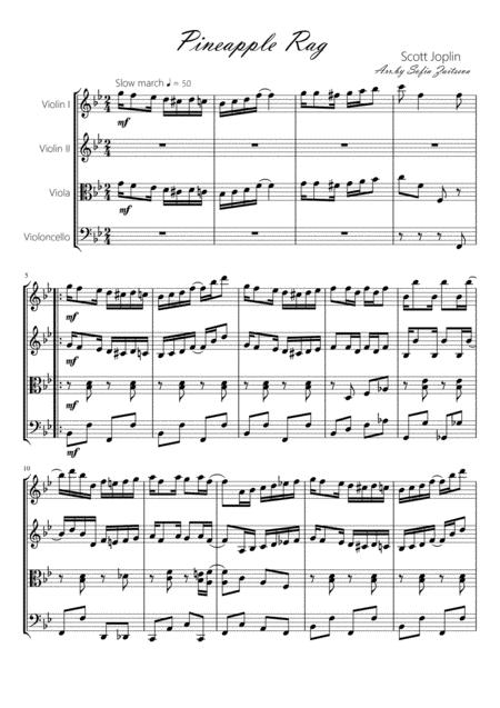 Scott Joplins Pineapple Rag Arr For String Quartet Sheet Music