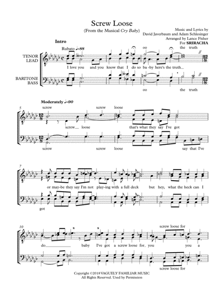 Free Sheet Music Screw Loose From Cry Baby