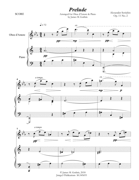 Scriabin Prelude Op 11 No 2 For Oboe D Amore Piano Sheet Music