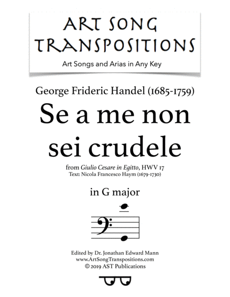 Free Sheet Music Se A Me Non Sei Crudele G Major