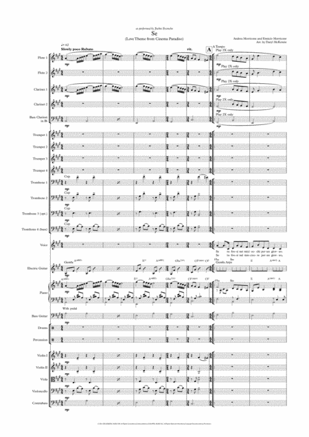 Se Love Theme From Cinema Paradiso Female Vocal With Big Band And Optional Strings Key Of A Sheet Music