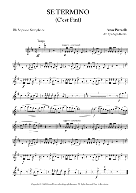 Free Sheet Music Se Termino C Est Fini For Saxophone Quartet