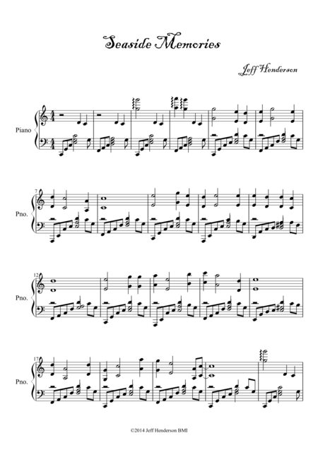 Free Sheet Music Seaside Memories