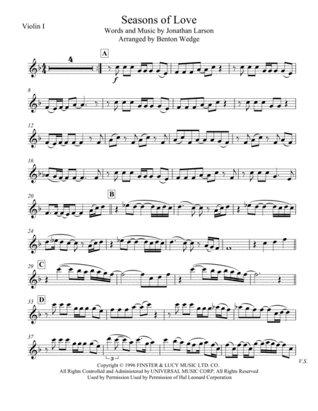 Free Sheet Music Seasons Of Love String Quartet