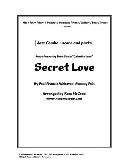 Free Sheet Music Secret Love Jazz Combo