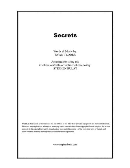 Free Sheet Music Secrets One Republic Piano Guys String Trio Arrangement