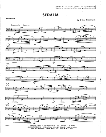 Sedalia Trombone Sheet Music