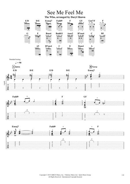 Free Sheet Music See Me Feel Me The Who For Solo Fingerstyle Guitar