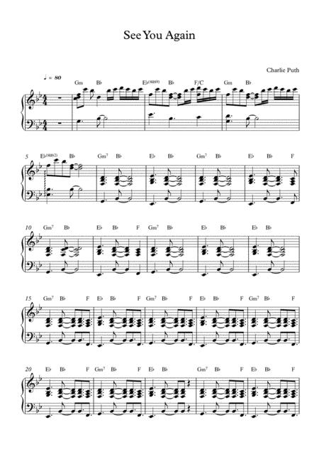 See You Again Charlie Puth Piano Sheet Music For Both Hands Sheet Music
