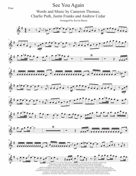 Free Sheet Music See You Again Flute