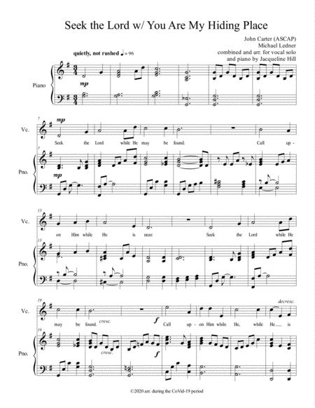 Seek The Lord With You Are My Hiding Place Sheet Music