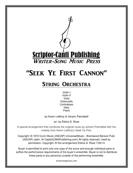 Seek Ye First Cannon String Orchestra Sheet Music