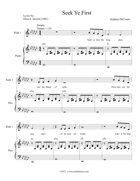 Seek Ye First Sheet Music