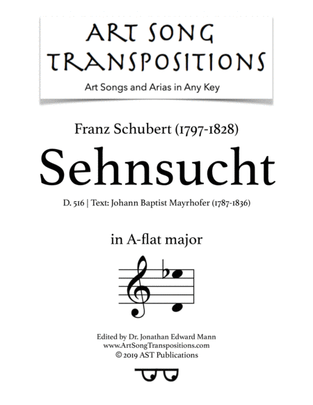 Sehnsucht D 516 A Flat Major Sheet Music