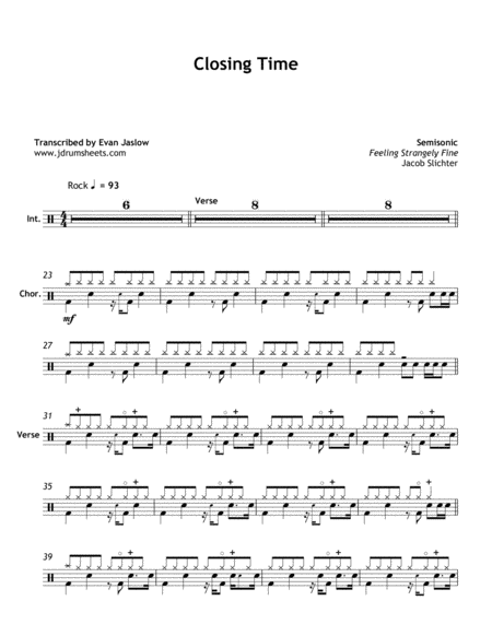 Semisonic Closing Time Sheet Music