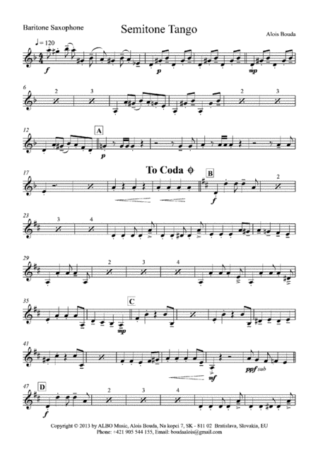 Free Sheet Music Semitone Tango