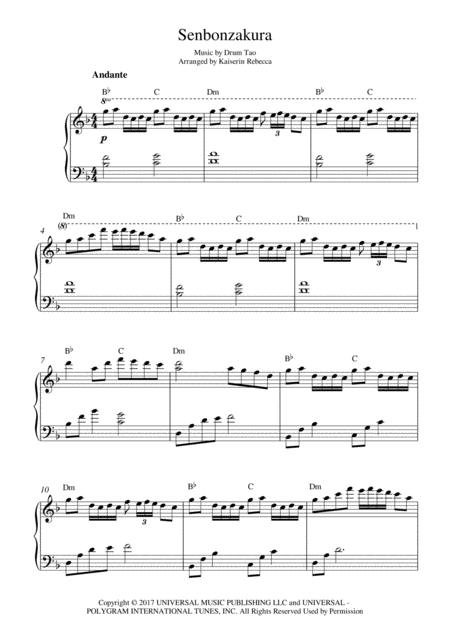 Senbonzakura Piano Solo With Chords Sheet Music