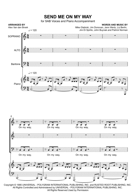 Send Me On My Way Sab With Piano Accompaniment Sheet Music