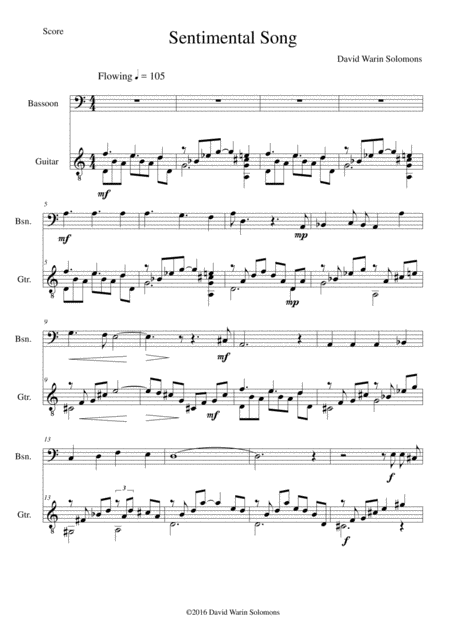 Sentimental Song For Bassoon And Guitar Sheet Music