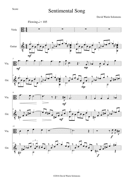 Free Sheet Music Sentimental Song For Viola And Guitar