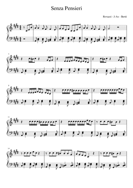 Senza Pensieri Rovazzi Sheet Music