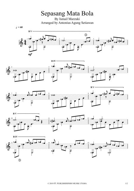 Free Sheet Music Sepasang Mata Bola Solo Guitar Score