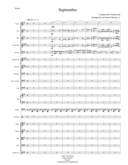 Free Sheet Music September By Tchaikovsky