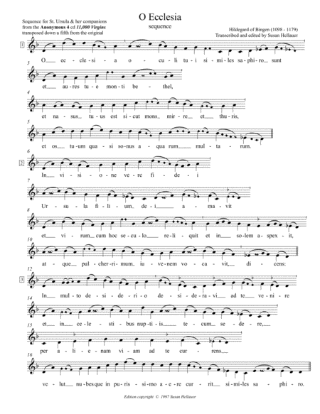 Free Sheet Music Sequence O Ecclesia From The Anonymous 4 Album 11 000 Virgins