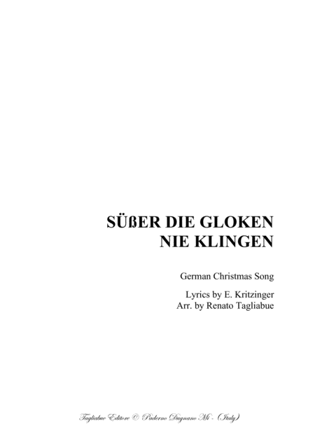 Ser Die Gloken Nie Klingen For Satb Choir Sheet Music