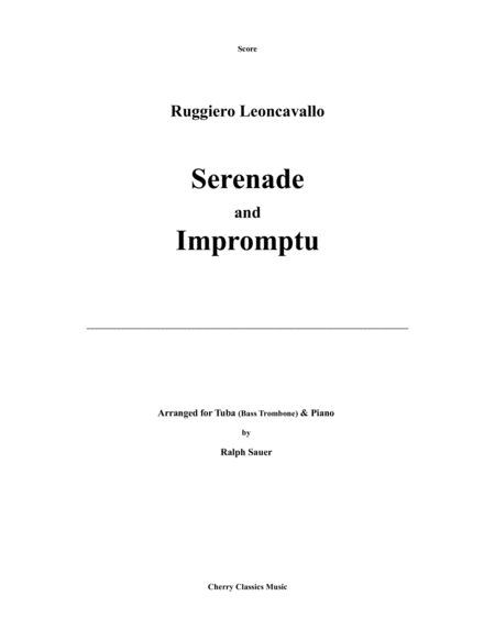 Serenade And Impromptu For Tuba Or Bass Trombone And Piano Sheet Music