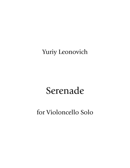 Serenade For Cello Solo Sheet Music