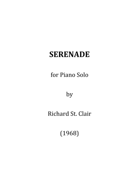 Serenade For Solo Piano 1968 Sheet Music