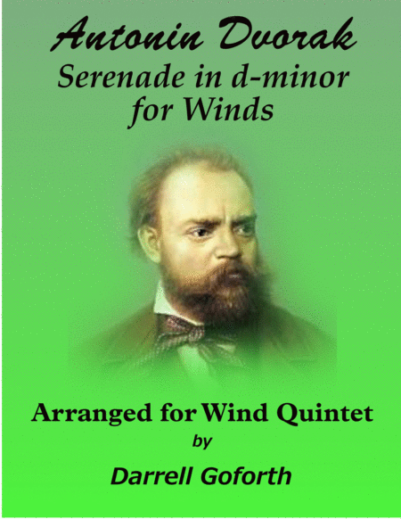 Serenade For Winds Cello And Bass In D Minor For Winds Arranged For Wind Quintet Sheet Music