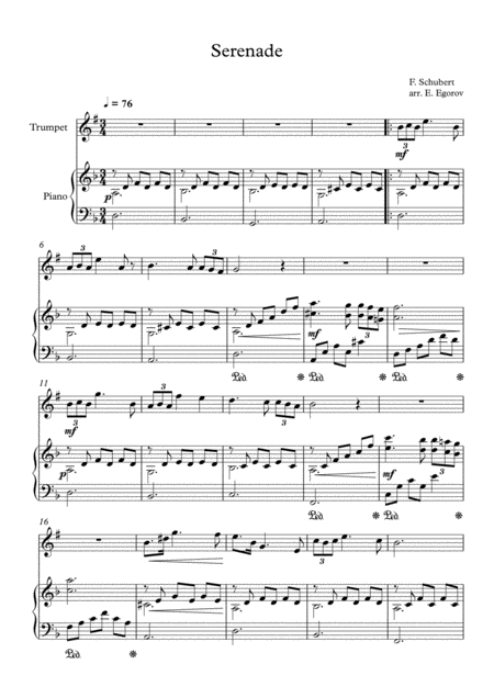 Serenade Franz Schubert For Trumpet Piano Sheet Music